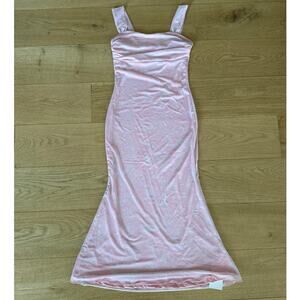 Gorglitter - Ruched Topm Sleeveless Bodycon Midi Dress in Pink & White